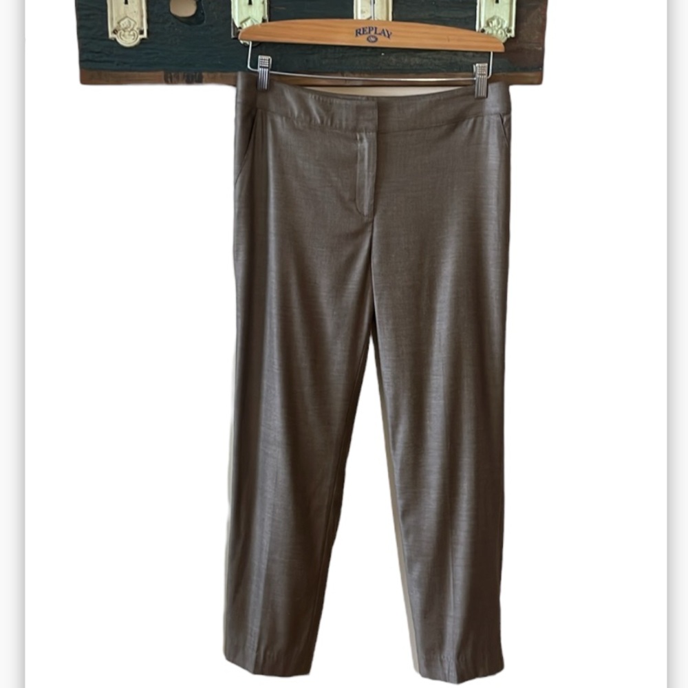 St. John Brown Straight Leg Ankle Cropped Dress Pants Size 6